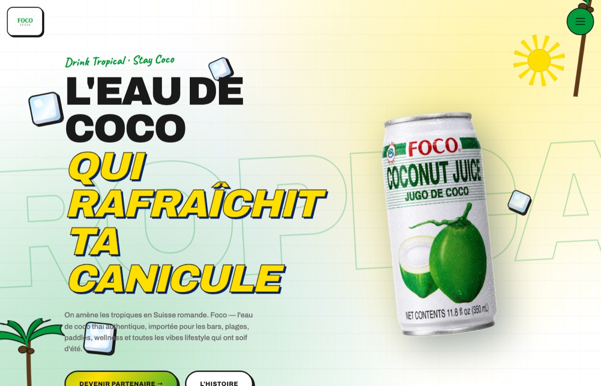 Aperçu de foco-suisse.ch — site e-commerce eau de coco